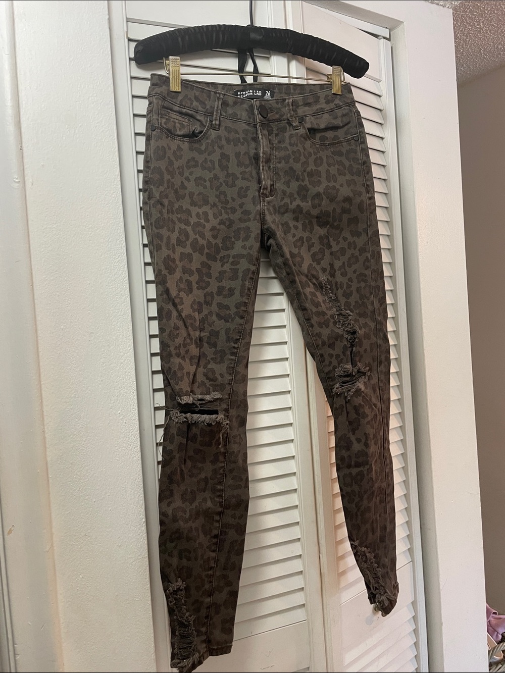 Design Lab Lord & Taylor Leopard Print Skinny Jeans - Brown